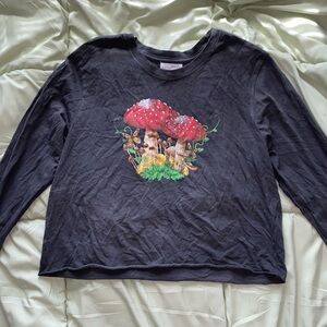 cute mushroom graphic long sleeve tee